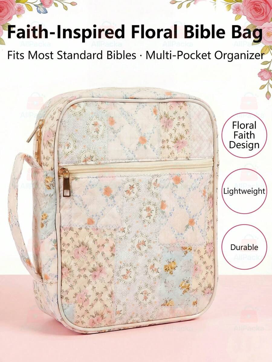 Bible Cover For Women, Large Quilted Case With Handle, Durable Bag And Carrying Case For Girls, Study Supplies Accessories, Christian Gift For Women, Bible Cover Soft Zippered Carrying Case For Men Women Church Bag Book Holder Religious Gift - Nhiều màu - Xem 1
