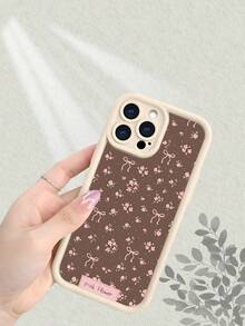 Cute Pink Flower & Bow Pattern Phone Case For IPhone 17/16/15/14/13/12/11/7/X Series, Frosted Finish, Advanced Design, Thickened Shockproof & Scratch-Resistant Protective Cover,  Aesthetic Floral Print C - 古董白 - 查看 4