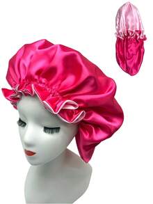 Double Bonnet Layered Colorblock Satin Sleeping Cap With Wig Cap Silk Bonnet Satin Bonnet Valentine's Day Valentines,Double Layer Color Block Spandex Sleep Cap Wig Cap Silk Bonnet Satin Bonnet Hair Sleep Cap - Velvet - View 3