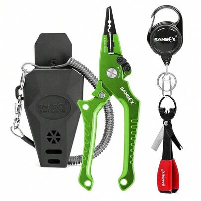 Aluminum Fishing Pliers Hook Remover Braid Line Cutter With Coiled Lanyard, Fly Fishing Knot Tying Tool & Retractors