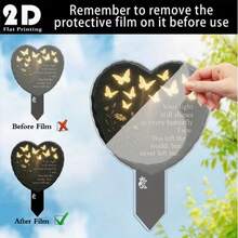 2D Flat Design Single Piece Butterfly Heart Memorial Garden Decor - Acrylic Outdoor Decoration, Let Love Remain Here Forever, Memories Eternal; Rustic Bohemian Art Style, Suitable For Lawn, Grave, Flower Bed - No Electricity Needed, Condolence Gift, 2D Flat Style - Multicolor - View 6