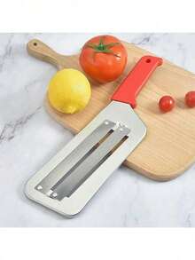 1 PIEZA Cortador y pelador de verduras de plata (rebanador multifuncional de acero inoxidable) 29.00*8.00*1.00 - Material de acero inoxidable + PP para cocinar en casa, preparar comidas y tareas de cocina, herramienta culinaria ergonómica - Rojo - Ver 2