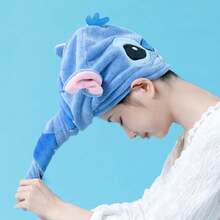 Miniso Mũ trùm đầu sấy tóc 3D Lilo & Stitch bằng vải nhung mềm mại - Chất liệu sợi nhỏ mềm mại, chi tiết hình nhân vật 3D, khả năng thấm hút nước cao giúp sấy khô tóc hiệu quả sau khi tắm (1 chiếc) - Màu xanh lam - Xem 7