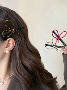 1 Piece Acetate Hair Clip Bow Geometric Barrettes Side Pin Duck Bill Clips Cute Sweet Hairpin Women Hair Accessories - Multicolor - View 3