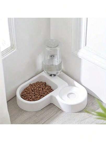 1pc Multifunctional Wall-Mounted Cat Bowl With Water Bottle, Automatic Pet Feeder And Drinker For Cat Food And Dog Food