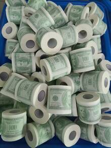 1 Roll Toilet Paper Printed With $100 Bill Pattern, Novelty Gift, Household Cleaning Supplies, Party Supplies, Holiday Gift - White - View 6
