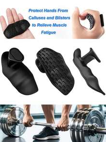 2pcs Non-Slip Rubber Fingerless Fitness Gloves, Unisex, Suitable For Barbell Handles, Rubber Gym Dumbbell Handles, Rubber Weightlifting Anti-Slip Grips - Multicolor - View 4