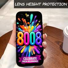 1PC Phone Case ,  Colorful Splash Numbers Celebration Design , Stylish Phone Case, Phone Decoration, All-around Lens Protection, Creative Small Gift, Funny Gift for Boys and Girls - ブラック - チェックする 4