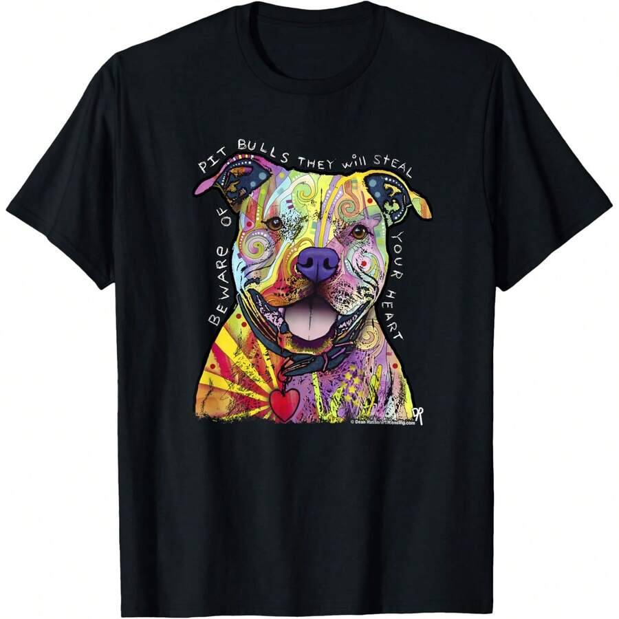 Beware Of Pit Bulls, Dean Russo Pitbull Original - Dog Lover T-Shirt For Men Women Girls - màu đen - Xem 1