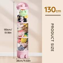 LOVEWE Multi-Functional Transparent Doll And Plush Toy Storage Rack - Waterproof Round Toy, Doll, And Puppet Organizer - Perfect Home Organization Solution And Gift Idea For Christmas And New Year - 粉色 - 查看 11