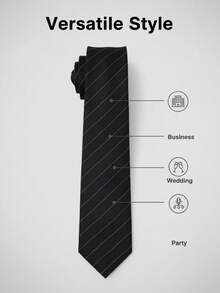 1pc Striped Hand-Tied Necktie, Suitable For Casual Street Style And Daily Wear, British Style - Multicolor - View 2