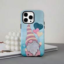 Funda de Teléfono 2 en 1 con Globo de Corazón de Gnomo Feliz para el Día de San Valentín, Duradera y Robusta, Diseño de Doble Capa Proporciona Excelente Protección, Antigolpes y Duradera, Adecuada para  17 16e 16 15 14 13 12 11 8 7 X XS XR Plus Pro Max Mini SE2 SE3, Regalo de Cumpleaños Navidad, Regalo de Cumpleaños, Patrón de Corazón, Diseño Lindo, Funda Robusta, Cubierta Duradera, Accesorios para Teléfono, Regalo Romántico, Usuario de - Colores mixtos - Ver 1