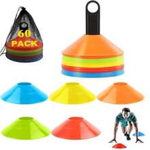 mhjYAYUSI Set de 60 Conos de EntrenamientoConos Deportivos Paquetes de Conos de Fútbol de Disco de Marcado con Bolsa de Transporte y Soporte Conos de Fútbol Deportivo para Entrenamiento Niños Deportessleeping Bags - como en la foto - Ver 1