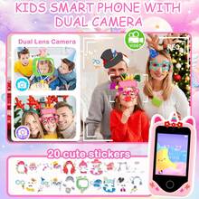 Teléfono inteligente de juguete para niños de 3 a 10 años, pantalla táctil de 2.8 pulgadas, tarjeta TF de 32G, aprendizaje y juego, regalo ideal para niñas en Navidad y cumpleaños - Multicolor - Ver 4