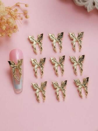 20颗3D蝴蝶美甲装饰，金色美甲水钻，DIY美甲用品，美甲饰品，美甲宝石