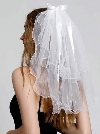 1 st elegant hårkam med pärlbroderi och rosett, lämplig för bröllop, bröllopsfotograferingar, brudtärnor, galor, formella evenemang, modern och exklusiv håraccessoar för kvinnor