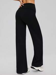 MASKERT Women's High Waist Drawstring Wide Leg Sweatpants, Loose & Flowy, Slimming & Comfortable, Casual Sports Pants - Black - View 3