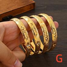 4 pièces Bracelets ouverts arabes classiques de luxe dorés, cadeau de bijoux parfait pour la fête d'anniversaire de femmes africaines