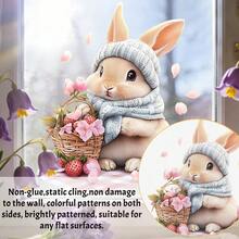 1/3pcs Cute Rabbit Window Clings, Romantic Valentine's Day & Easter Themed Stickers, Made Of Static Cling Vinyl Material, Double-Sided Design, Great For Living Room, Kitchen, Bathroom Spring Party Decor