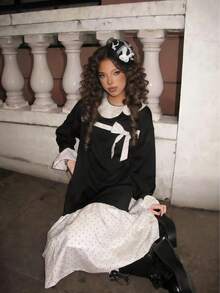 فستان بتصميم فضفاض مرقع بنقاط بولكا على طراز هاراجوكو، مناسب للارتداء اليومي والكوسبلاي والحفلات وحفلات الشاي بعد الظهر وجلسات التصوير والمواعيد وعيد الحب - متعدد الألوان - مشاهدة 11