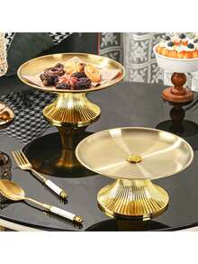 1pc Iron Tray - Suitable For Home Kitchen, Dining Room, Living Room, Tableware, Teaware, Drinkware, Candy, Cookies, Bread, Wedding, Gifts, Birthday And Other Occasions - Gold - View 5