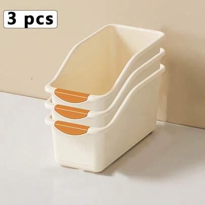 1/3个重型塑料多功能储物盒，弧形设计，节省空间——或彩色收纳盒，适用于食品储藏室、浴室、办公室——塑料置物架，可组装