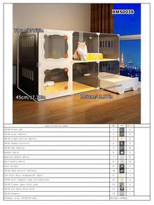 Large Indoor Cat Cage With Free Space, Home Use, 1 Room 1 Bathroom, Drawer-Style All-In-One Cat Villa