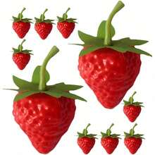 10-50颗仿真草莓，塑料材质，逼真水果模型，适用于家庭厨房、水果店展示 - 彩色 - 查看 8