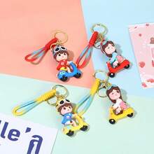 New Couple Electric Car Keychain Pendant Wholesale, Delicate Student Backpack Charm, Car Key Chain Figurine, Versatile Gift - Multicolor - View 2