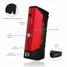 Car Jump Starter Kit 12v + Tire Compressor + Power Bank, Flashlight And Carrying Case - Qiu Gifts - Đỏ - Xem 2