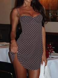1pc Sleeveless Polka Dot & Sexy Print Short Summer Dress