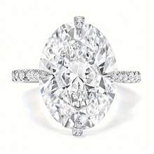 5 CT Oval Moissanite Engagement Rings For Women Handmade Wedding Bridal Ring Set Pave Compass Setting Silvery 18K Gold Plated Electroplated Anniversary Promise Gifts For Her - 美國6號 - 查看 12
