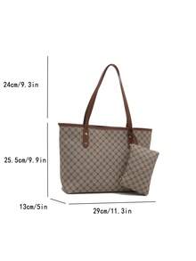 1 pieza Bolso pequeño con correa de PU con cremallera, bolso de hombro de alta calidad, bolso de gran capacidad para ir a la universidad o de viaje - Caqui - Ver 6