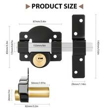 Both Side Unlock Door Lock 50mm Long Throw Stainless Steel Garden Gate Lock With Rear Double Locking And 5 Keys For Yard - Black - View 4