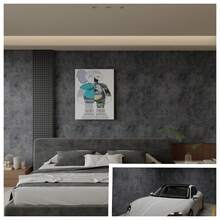 1 Roll Of Dark Gray Self-Adhesive Wallpaper Industrial Style Dark Wallpaper Dark Gray Cracked Wall Sticker With Vinyl Wall Contact Paper Moisture Proof, Waterproof, Easy To Install, Detachable, Living Room, Bedroom, Bathroom, Kitchen, Home Decoration Furniture Renovation Stickers Kitchen Sticker. 15.7inx39.3/118.1/196.8/393.7inTextured Wallpaper - Dark Grey - View 2