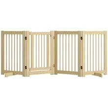 PawHut Barrera para Perros de Madera Plegable, para Escaleras y Puertas, Valla para Perros Pequeños y Medianos de 4 Paneles, con Soporte de Pie, para Interiores, 204x36x75 cm, Natural - Marrón - Ver 6