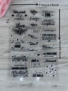 1 Transparent Rubber Stamp Retro Rubber Transparent Card French Love Flower Making Stamp DIY Scrapbook Photo Magazine Album Decoration Stamp - Black - View 5