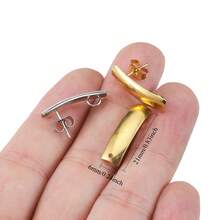 KMEOSCH 20pcs-24pcs Stainless Steel Geometric Curved Bar Stud Earrings With Hoop Rings And Ear Nuts, DIY Ear Jewelry Components For Jewelry Making - Carrying Pole Earrings - View 4