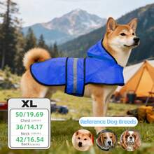 BJAYPET 1pc Reflective Dog Raincoat For Medium/Large Dogs, Lightweight Pet Rainwear For Outdoor Walking In Rain - Blue - View 22