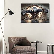 Impresiones en lienzo de gorila, arte de pared, decoración de pared, pinturas modernas, impresiones de animales, imagen de gorila para la sala de estar, dormitorio, decoración de oficina en casa - transparente - Ver 5