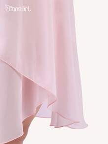 DonsGirl 1pc Women's Midi Chiffon Wrap Dress, Solid Color, Suitable For Ballet Performance - Baby Pink - View 12