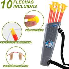 Juego de Arco y Flecha para Niños - Set de Tiro con Arco con Luces, 10 Flechas con Ventosa, Objetivo, Carcaj y Latas de Puntuación, Juguetes para Interior y Exterior, Regalo para Niños y Niñas,37858760 - Camel - Ver 5