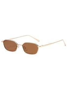 1pc Retro Small Frame Metal Women's Fashion Fashion Glasses, Personalized Eyewear For Summer Beach Vacation Accessories - Brown - View 4