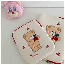 11/13/15 Inch Cute Cherry Bear Embroidered Laptop Sleeve Bag, Ins Style Girls Laptop Carrying Case - Multicolor - View 12