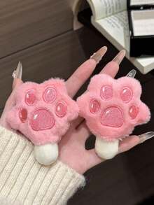 2个装女士法式猫爪造型大号发夹，新款可爱猫爪装饰侧刘海发夹，甜美百搭发饰，女孩必备 - 彩色 - 查看 6