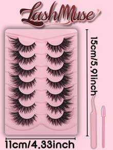 Fengxiu Eyelash 7/14 Pairs Faux Mink Fluffy False Eyelashes, Russian Curly DD Curl Fake Lashes, Dramatic Cat Eye & Corner Lifting Effect, Soft & Lightweight Reusable Lashes, Full Strip Lashes Suitable For Beginners, Suitable For Daily Makeup, Party, Wedding, Christmas, Halloween And New Year, Beauty & Health, Holiday Glamorous Makeup - Cat Eye Lashes - View 8