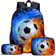 3pcs Football Themed Backpack Set (Black/Neon/Colorful), Including Pencil Case And Storage Bag - Polyester Material, Lightweight And Fashionable, Mixed Color Design - Multicolor - View 13