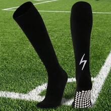 1 Pair High-Top Grip Socks With Lightning Pattern, Thick Terry Cushion, Non-Slip Sports Socks - Multicolor - View 12