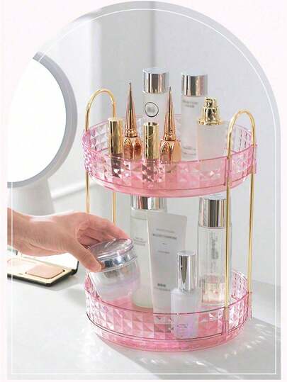 360° Rotating Makeup Organizer - DIY Adjustable Rotating Makeup Display Rack, Perfume Storage Rack, Rotatable Bathroom Countertop Vanity Organizer, Desktop Decor, Extra Large Capacity Cosmetic Storage Box