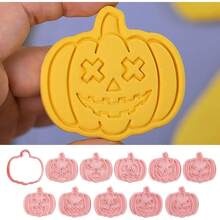 Halloween Cookie Cutters Set 10Pcs 3D Spooky Plastic Pumpkin Ghost Cookie S Stamps For Baking DIY Kids Party Supplies - 1 - Xem 5
